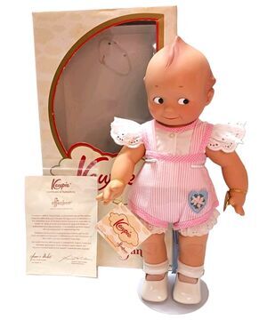 Effanbee Kewpie 50th Anniversary 16" Doll Romper w/ Original Box COA Stand Jesco